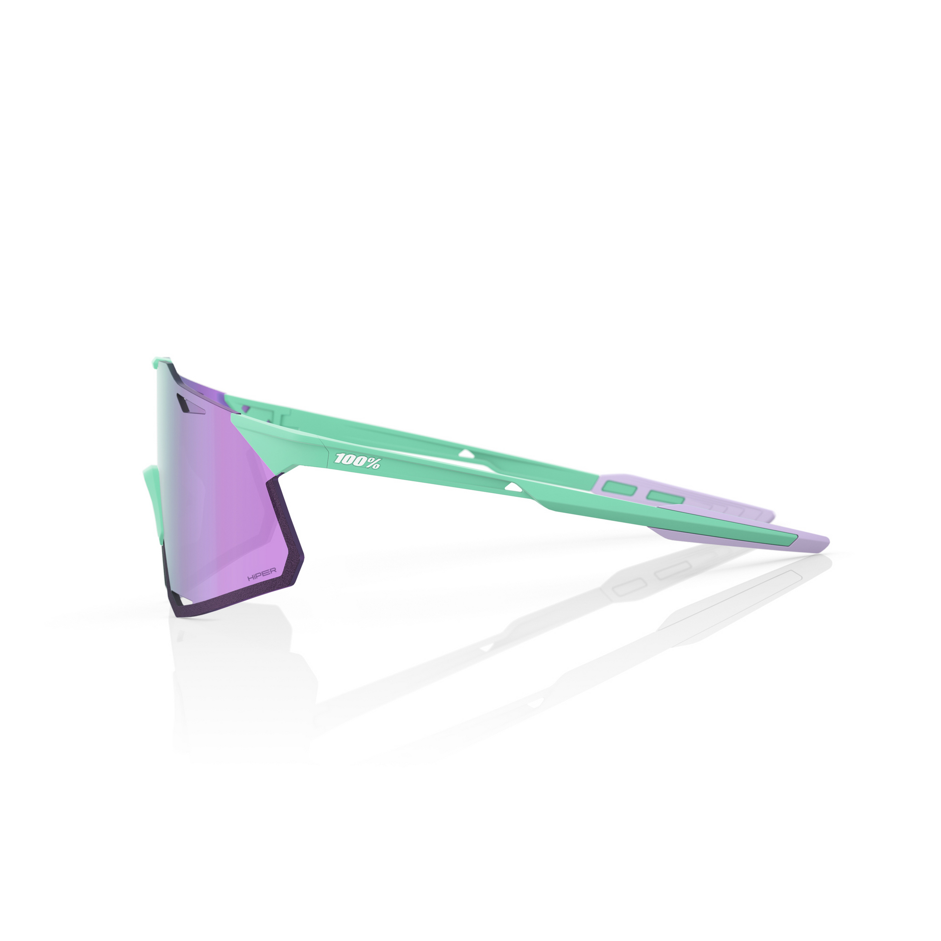 100% Hypercraft Sunglasses - Soft Tact Mint (HiPER Lavender Mirror Lens)