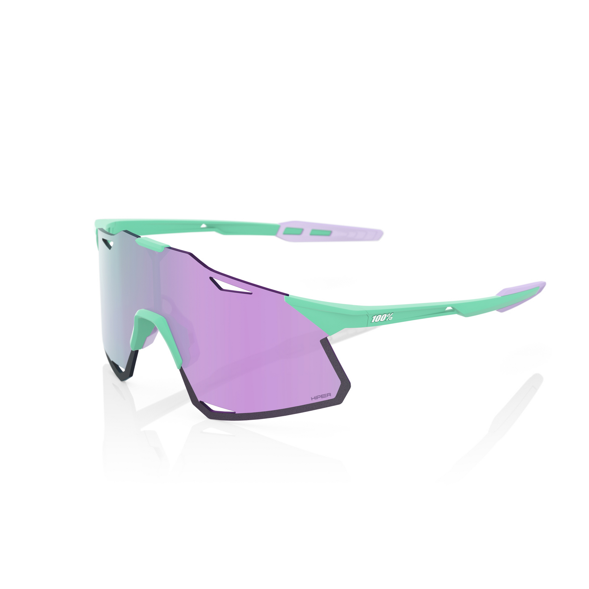 100% Hypercraft Sunglasses - Soft Tact Mint (HiPER Lavender Mirror Lens)