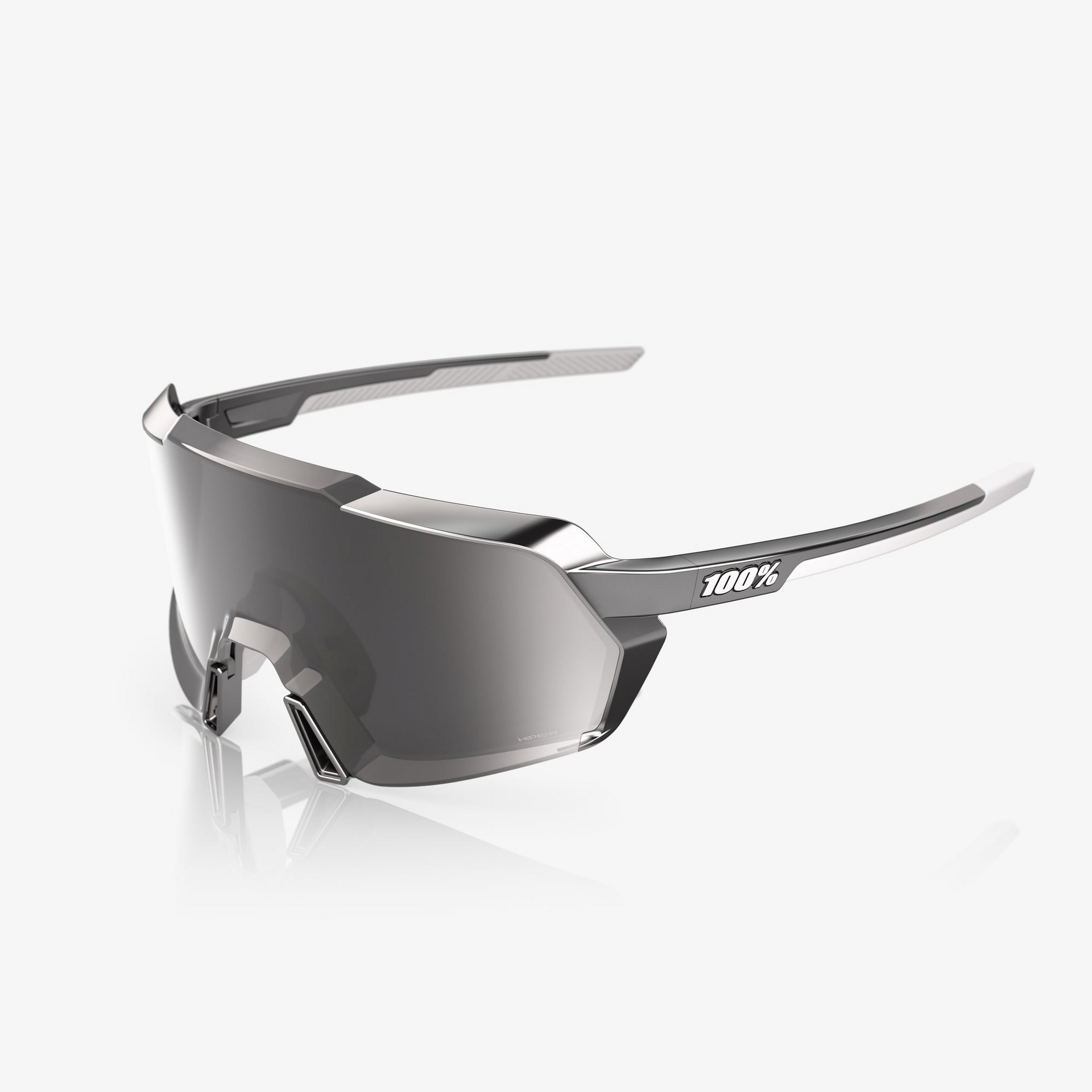 100% Korbin Sunglasses - Gloss Black Chrome (HiPER Silver Mirror Lens)