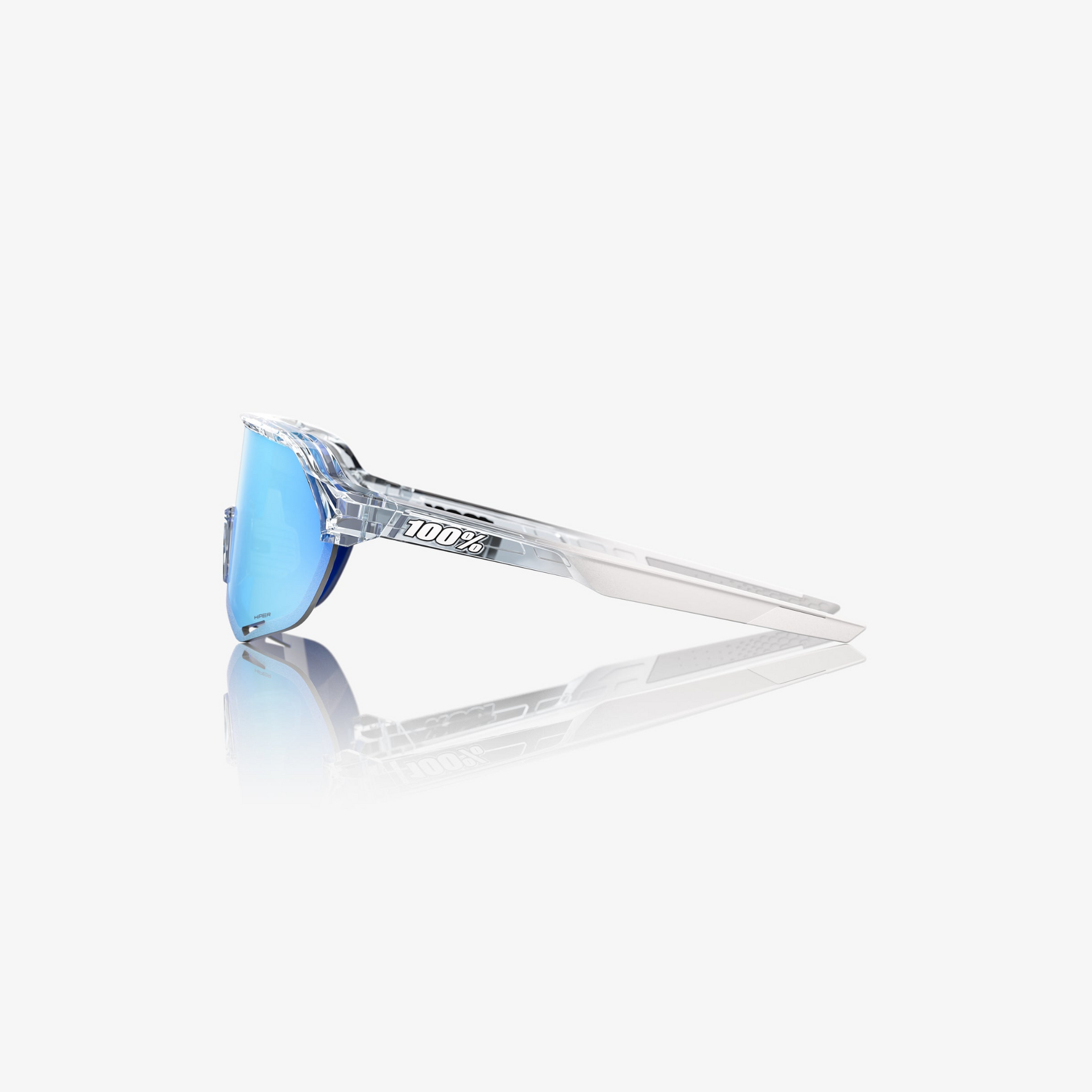 100-s2-sunglasses-polished-translucent-clear-hiper-blue-mirror-lens-side