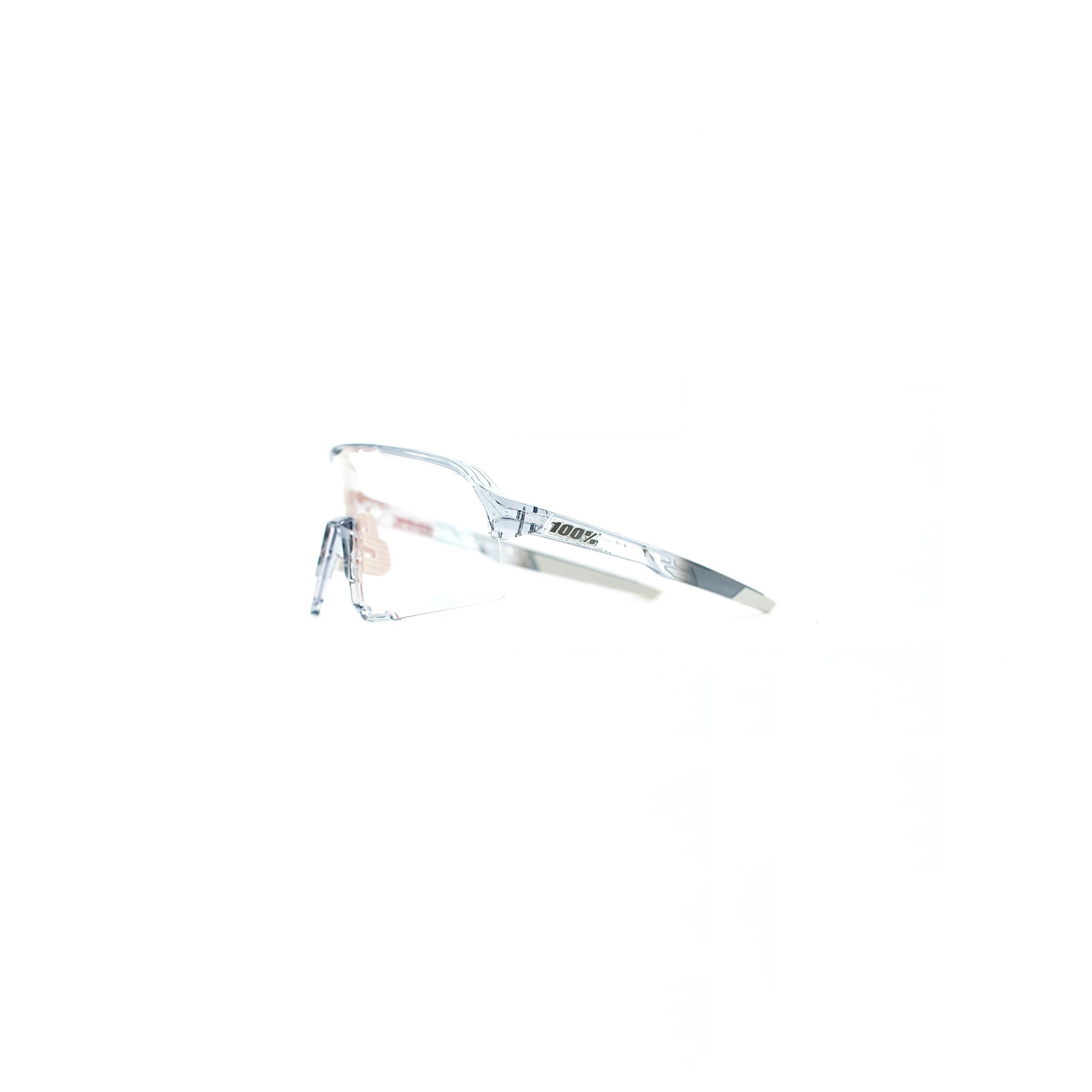 100% S3 Sunglasses - Polished Translucent Grey (Rose Gold Photochromic Lens)
