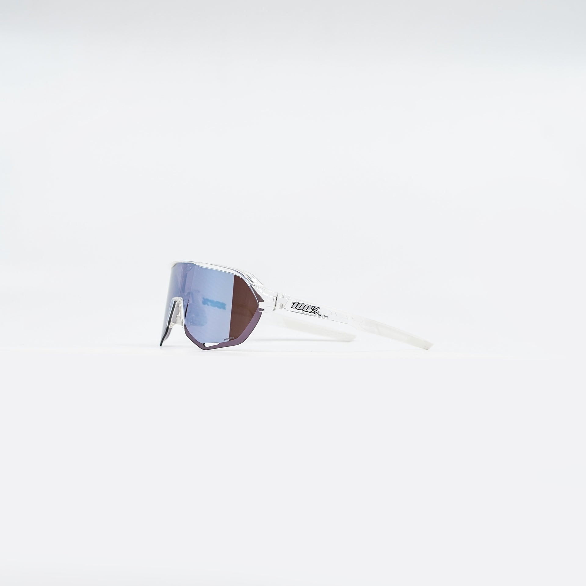 100% S2 Sunglasses - Polished Translucent Clear (HiPER Blue Mirror Lens)