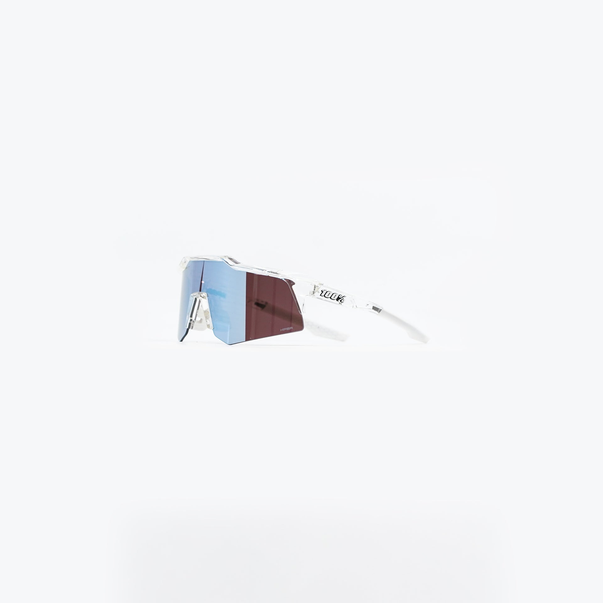 100% Speedcraft XS Sunglasses - Polished Translucent Clear (HiPER Blue Mirror Lens)