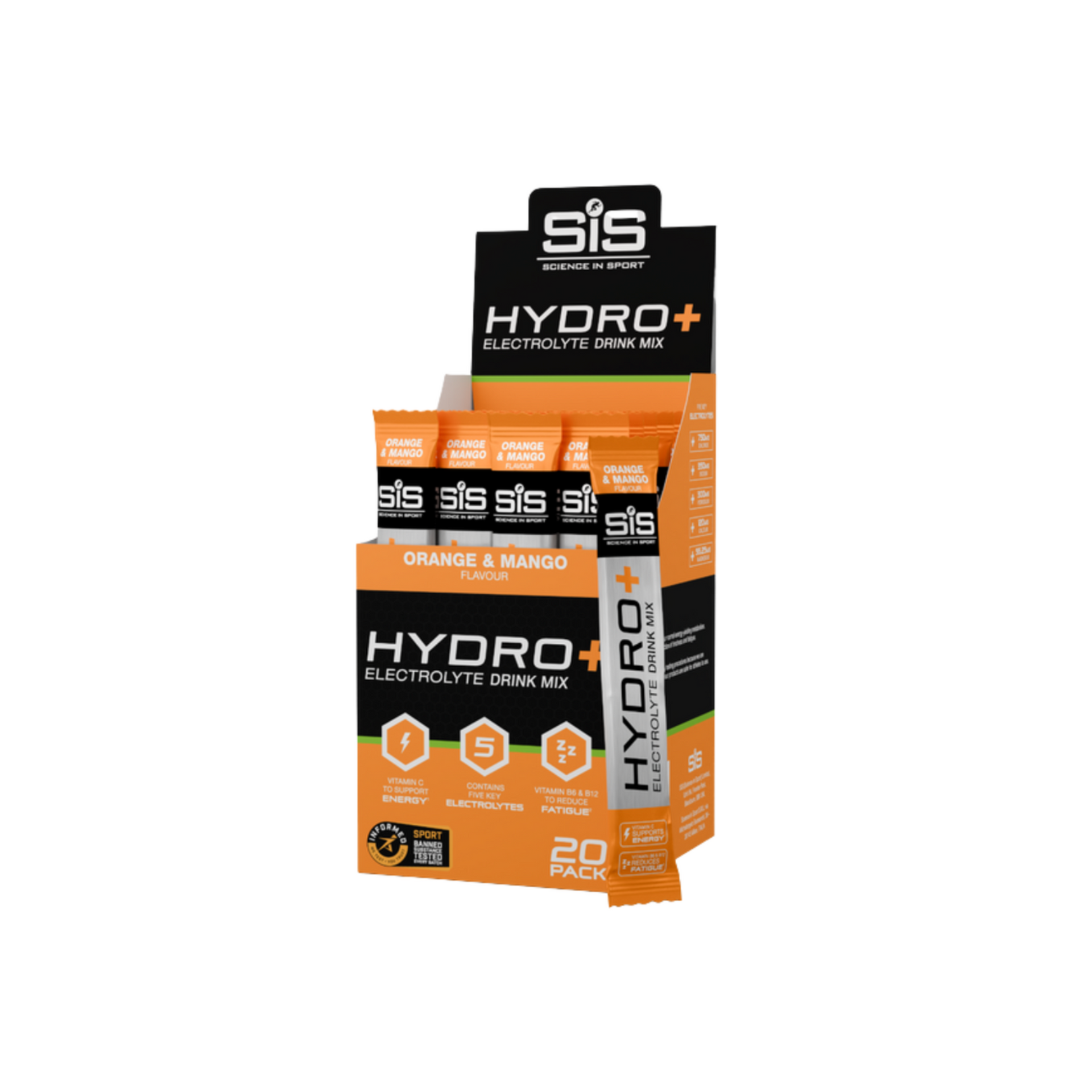 SIS HYDRO+ Electrolyte Drink Mix - Orange & Mango (Box of 20)