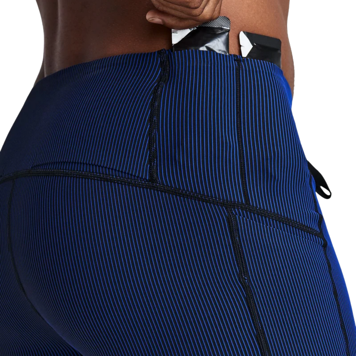 Bandit Running Striped Cadence™ Half Tights - Black/Bauhaus Blue