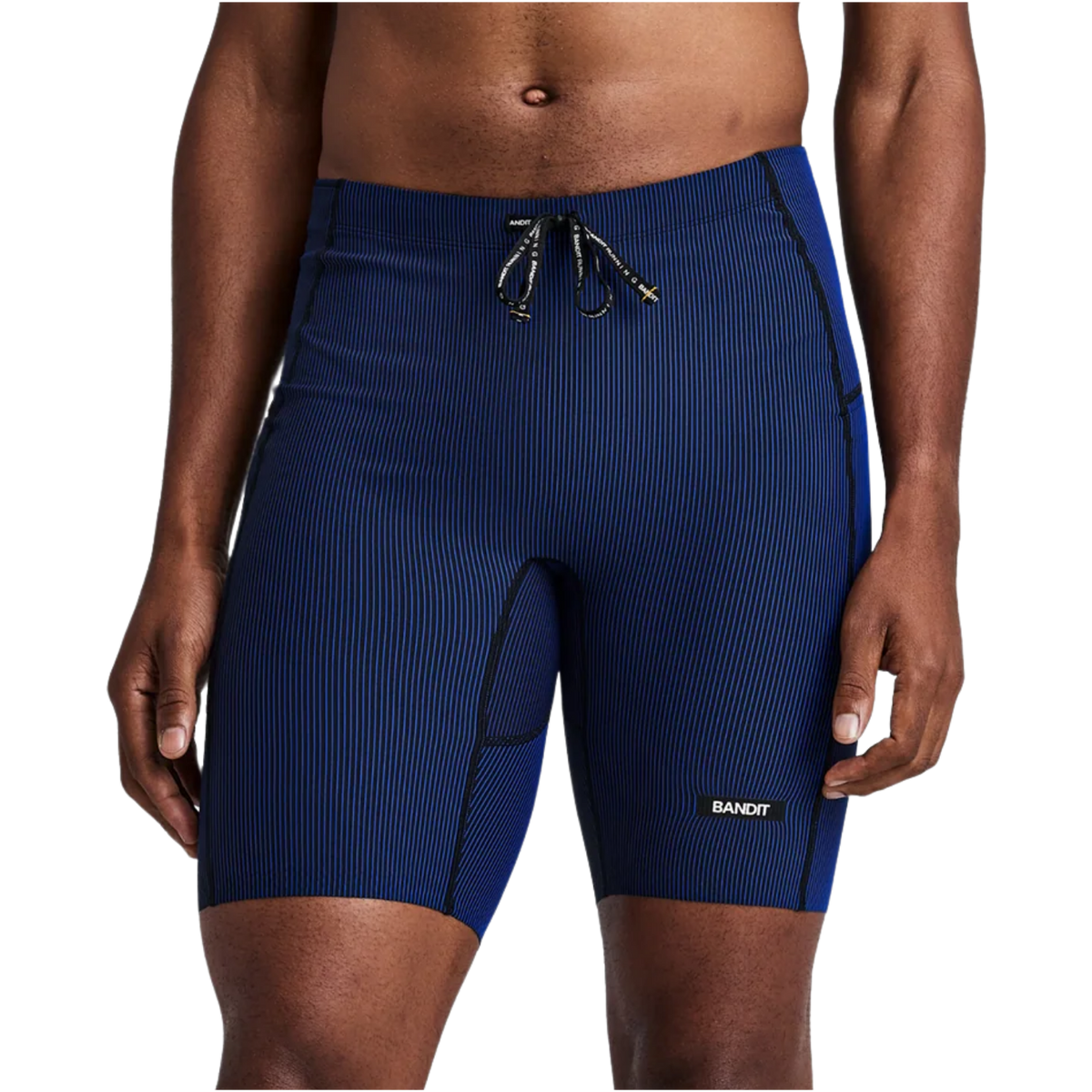 Bandit Running Striped Cadence™ Half Tights - Black/Bauhaus Blue