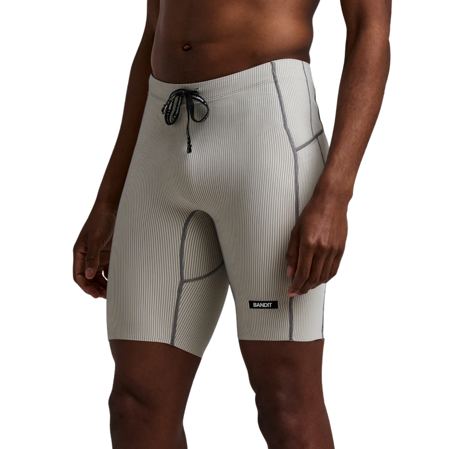 Bandit Running Striped Cadence™ Half Tights - Plaster/Slate