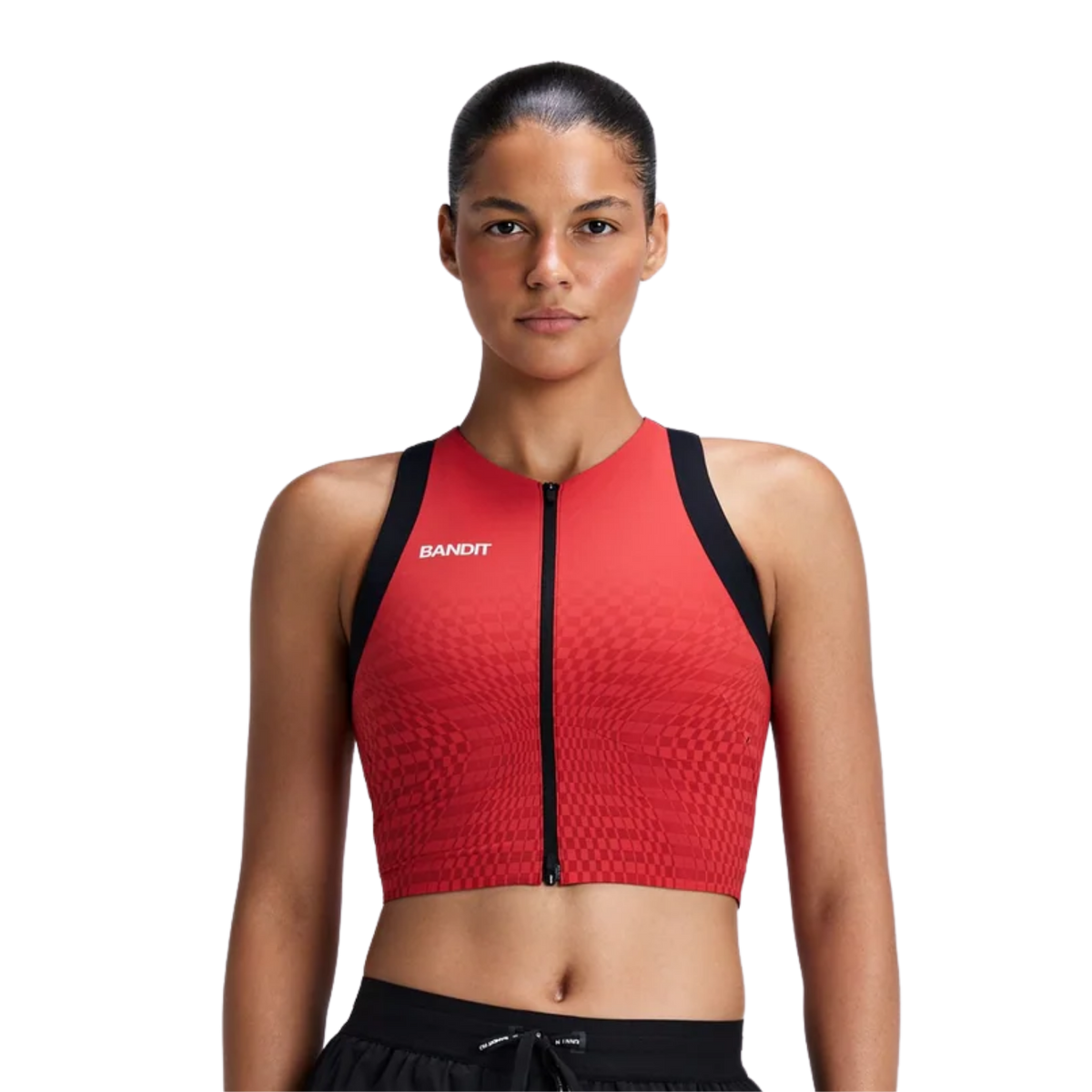 Bandit Running Women's Adapto™ 2-Way Zip Race Crop - Oxide Red