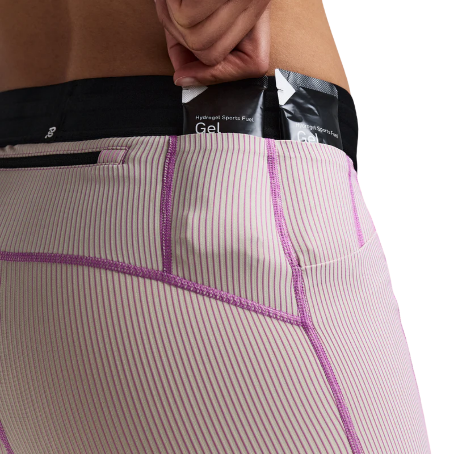 Bandit Running Women's Striped Cadence™ 5" Compression Shorts - Plaster/Orchid