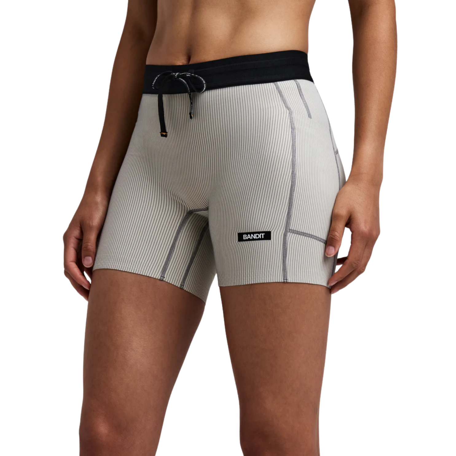 Bandit Running Women's Striped Cadence™ 5" Compression Shorts - Plaster/Slate
