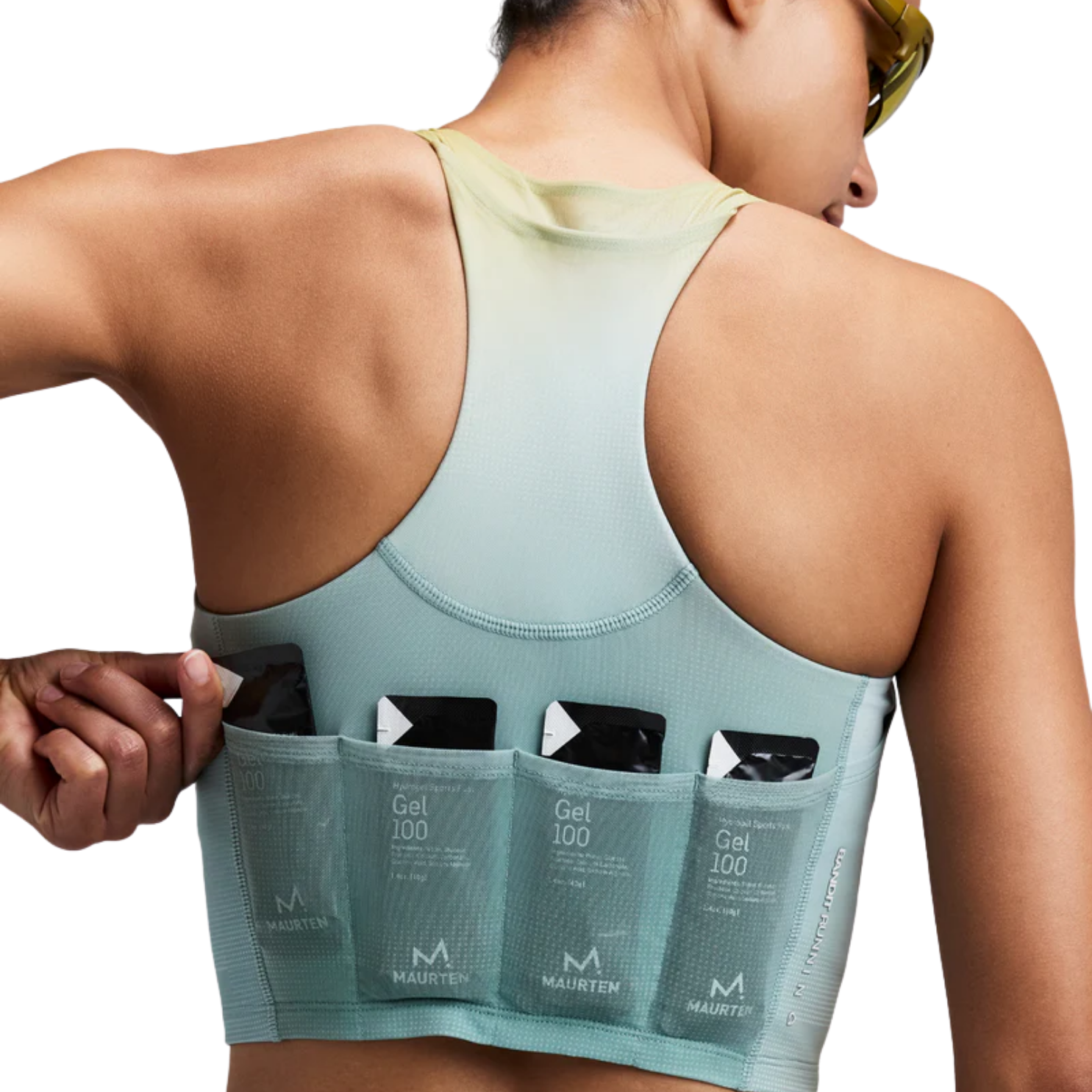 Bandit Running Women's Vanisher™ V-Neck Race Crop - Lagoon Multi