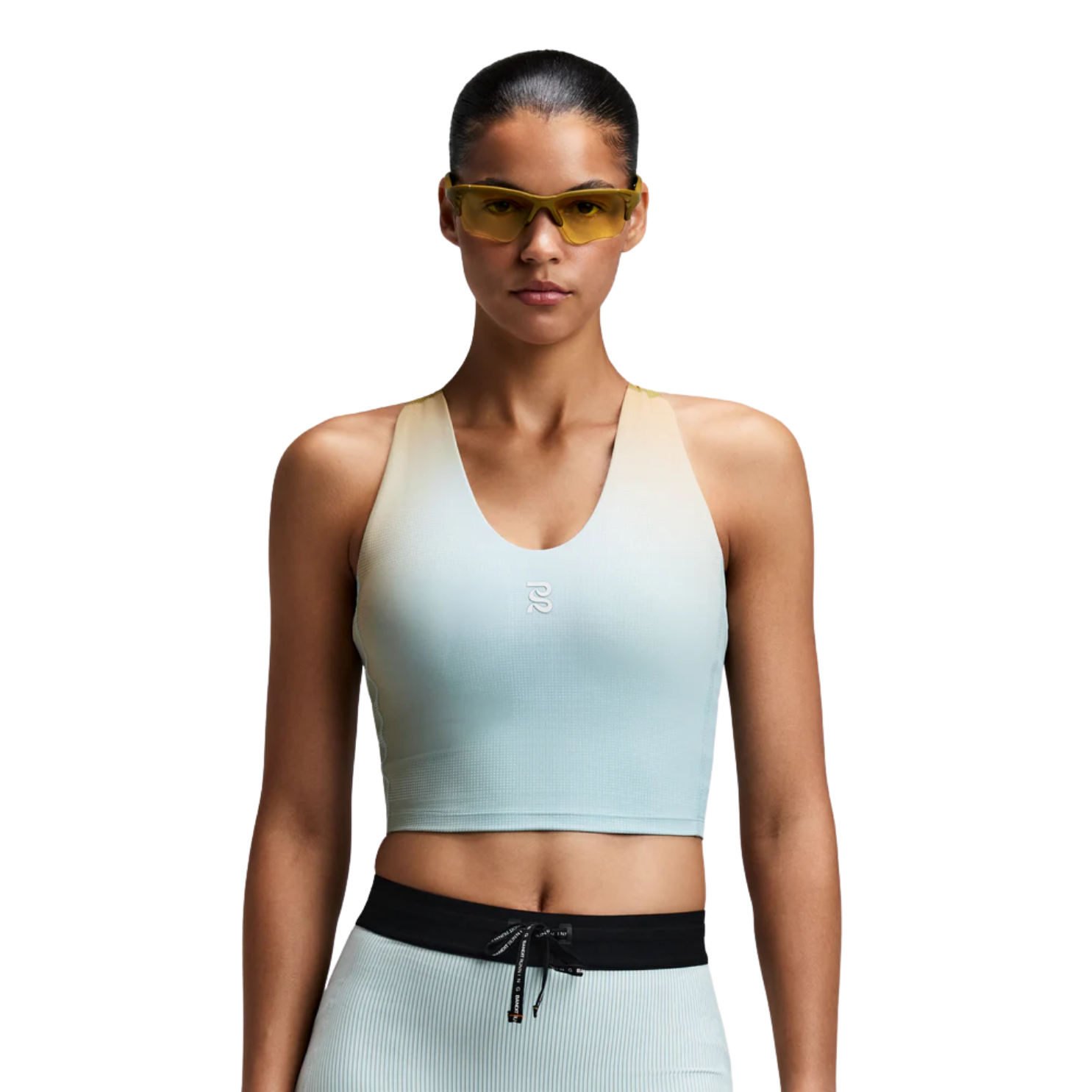 Bandit Running Women's Vanisher™ V-Neck Race Crop - Lagoon Multi