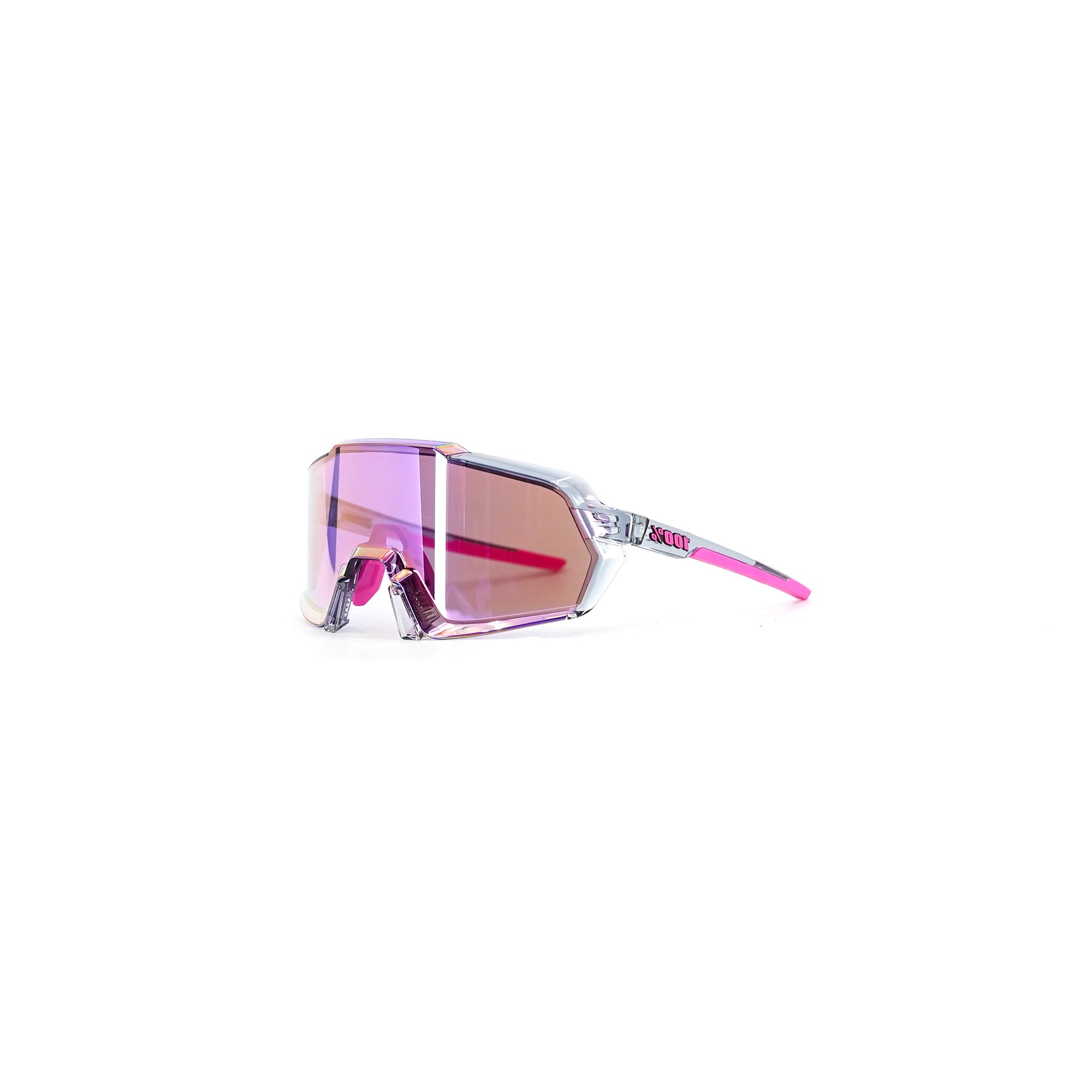 100% Korbin Sunglasses - Polished Translucent Grey - (Purple Mirror Lens)