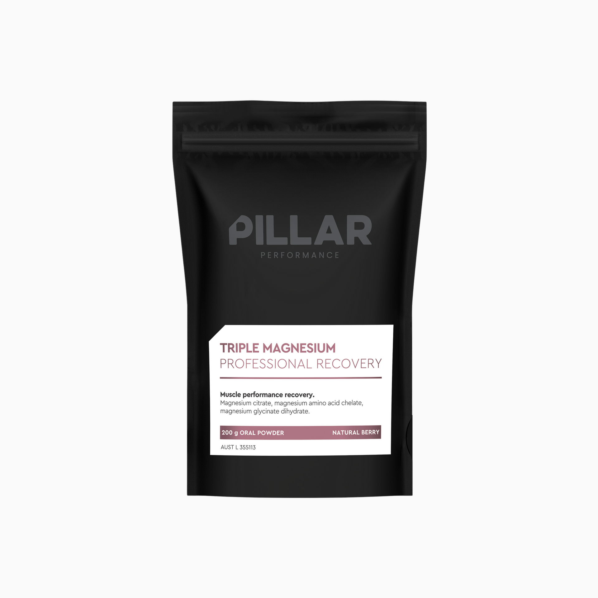 Pillar Performance Triple Magnesium Powder 200g Pouch - Natural Berry