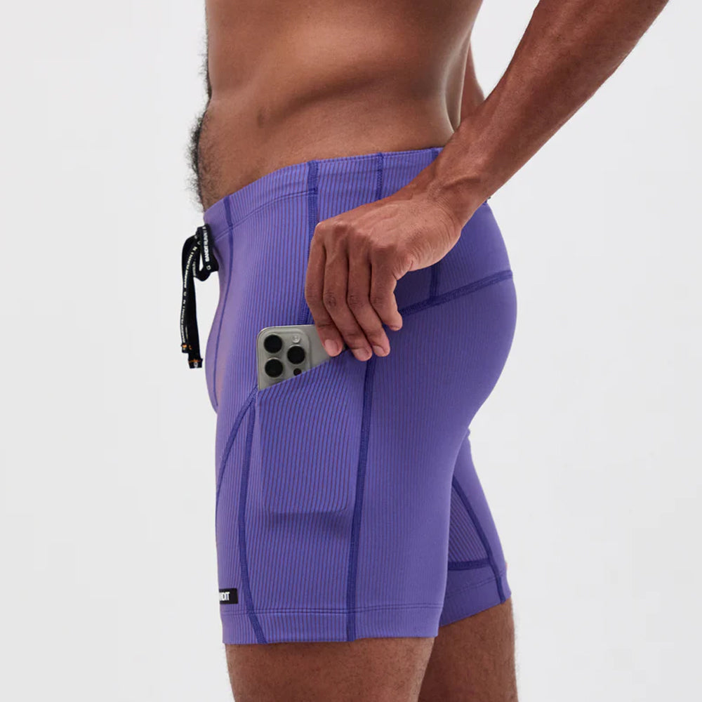Bandit Running Cadence 7 Pocket Quarter Tights - Deep Peri Blue
