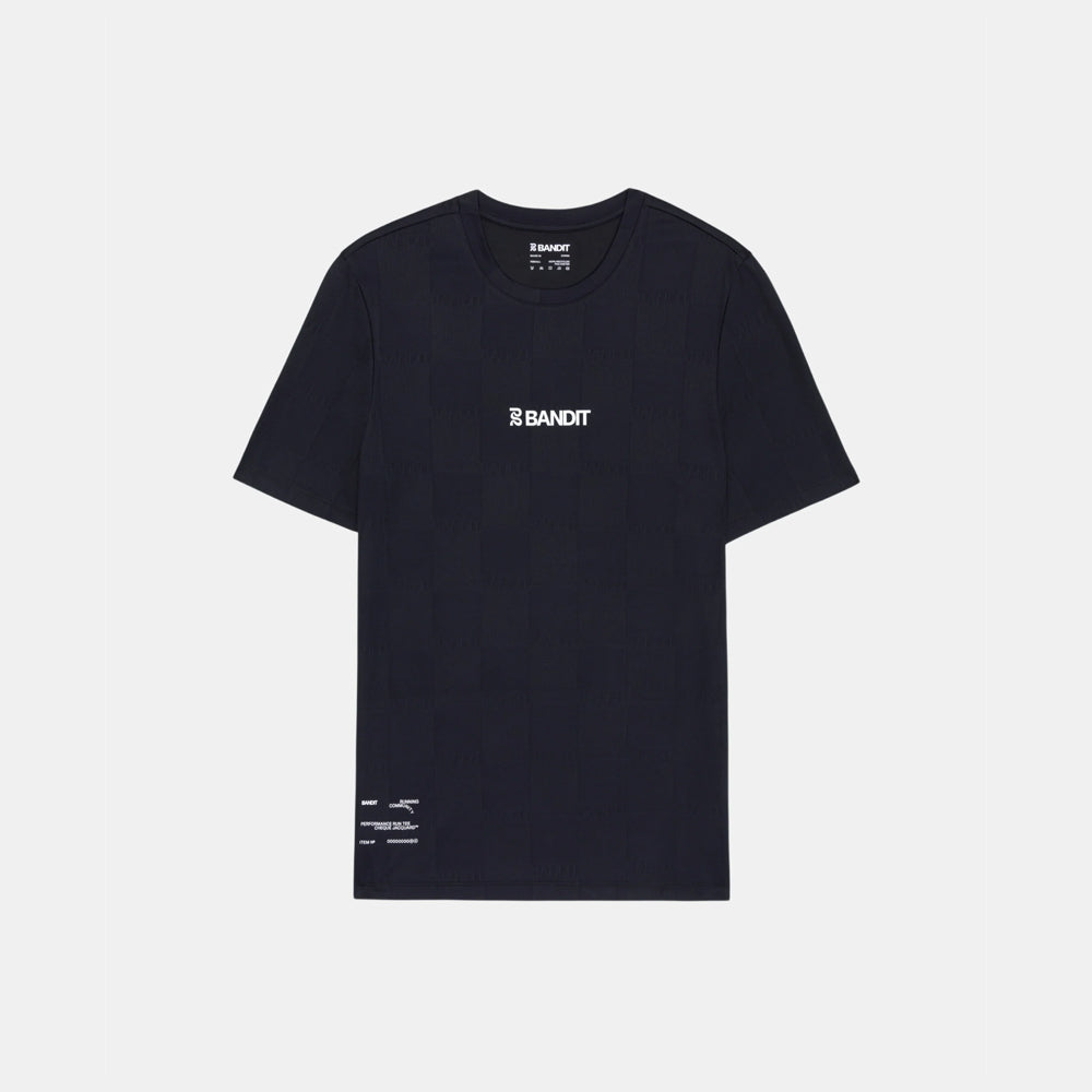 Bandit Running Cheque Jacquard Short Sleeve Tee - Black
