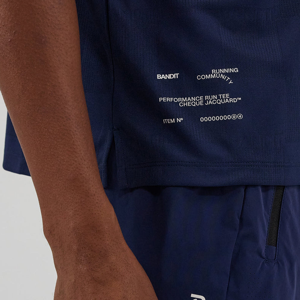 Bandit Running Cheque Jacquard Short Sleeve Tee - NY Navy