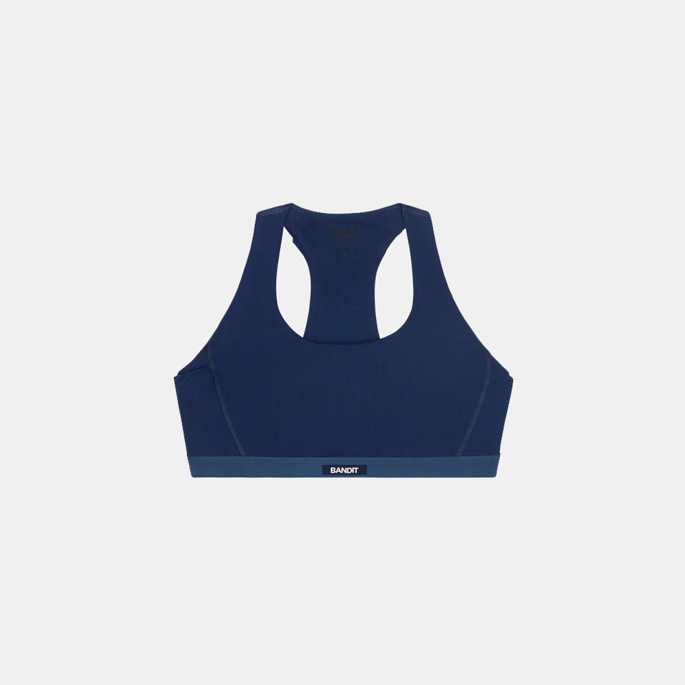 Bandit Running Gridlock Scoop Neck Run Bra - NY Navy