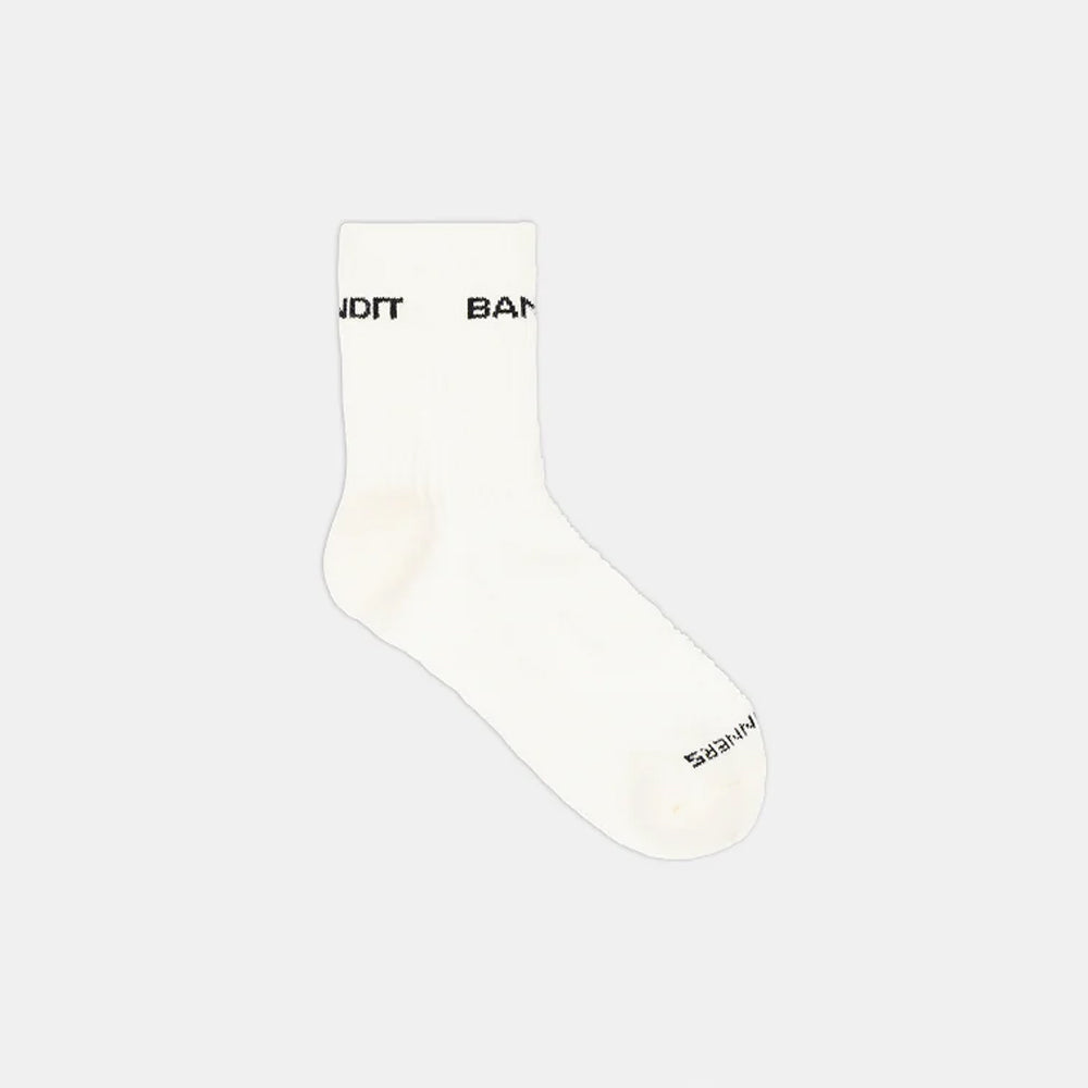 Bandit Running Merino Wool Run Socks - White/Black - 2 Pack