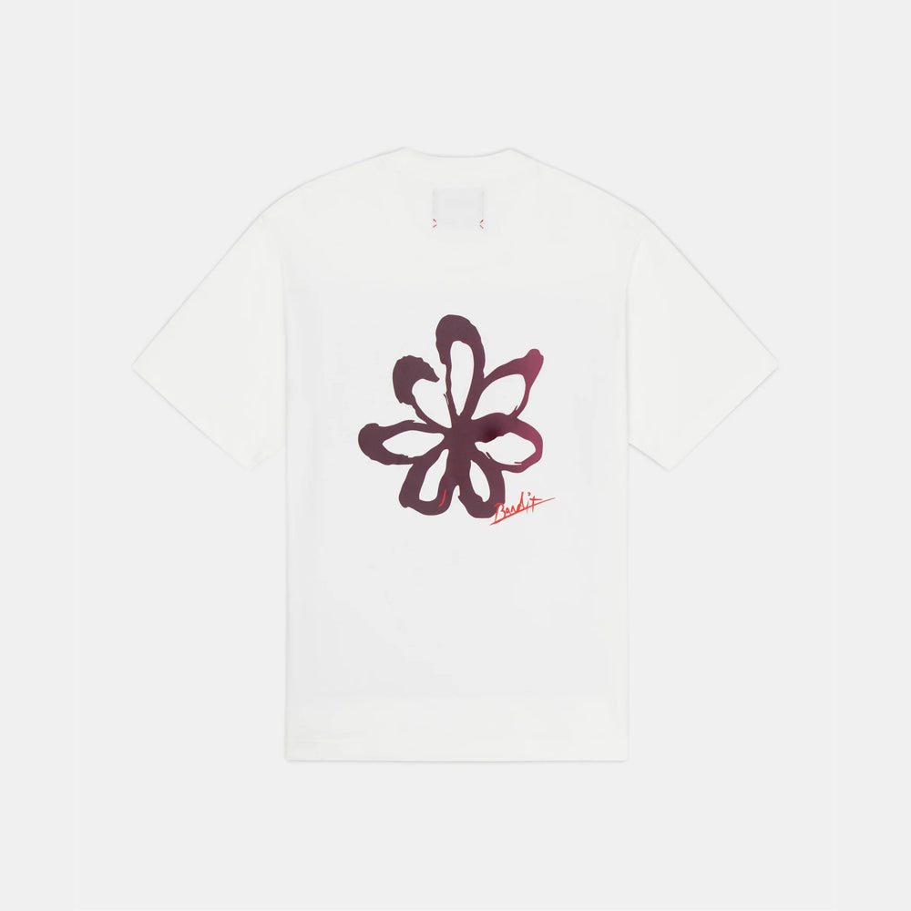 Bandit Running Painted Flower Cotton Tee - White