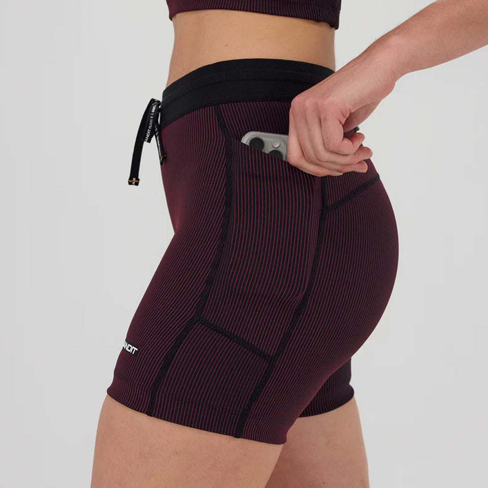 Bandit Running Striped Cadence 5" Compression - Black/Fig