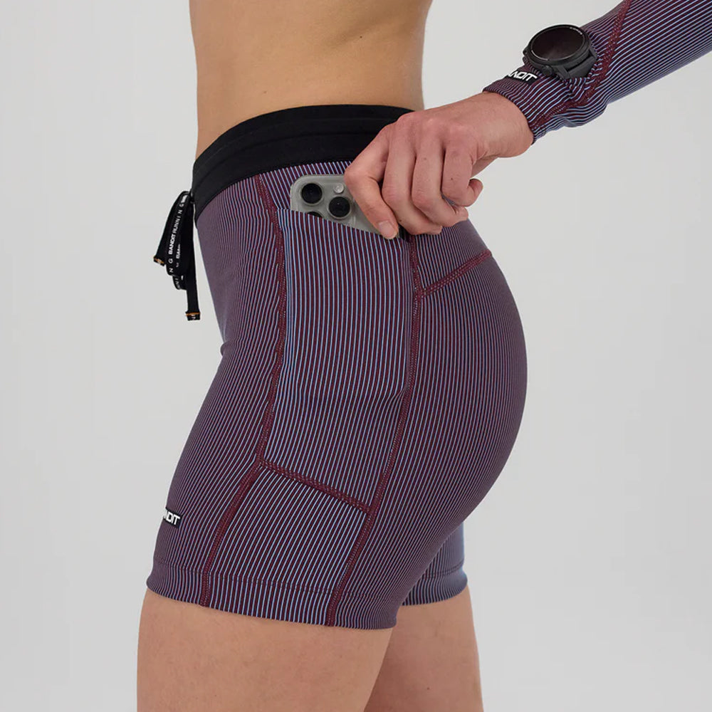 Bandit Running Striped Cadence 5" Compression - Fig/Vintage Blue