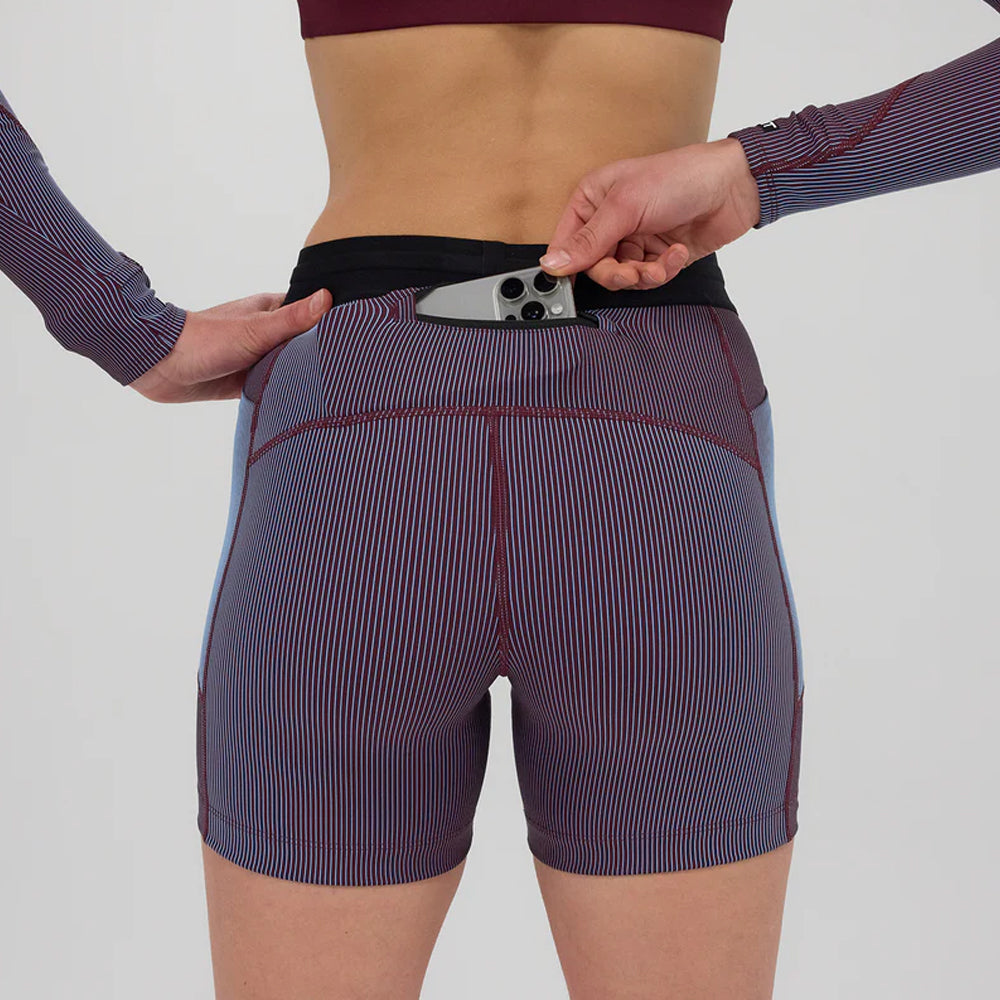 Bandit Running Striped Cadence 5" Compression - Fig/Vintage Blue