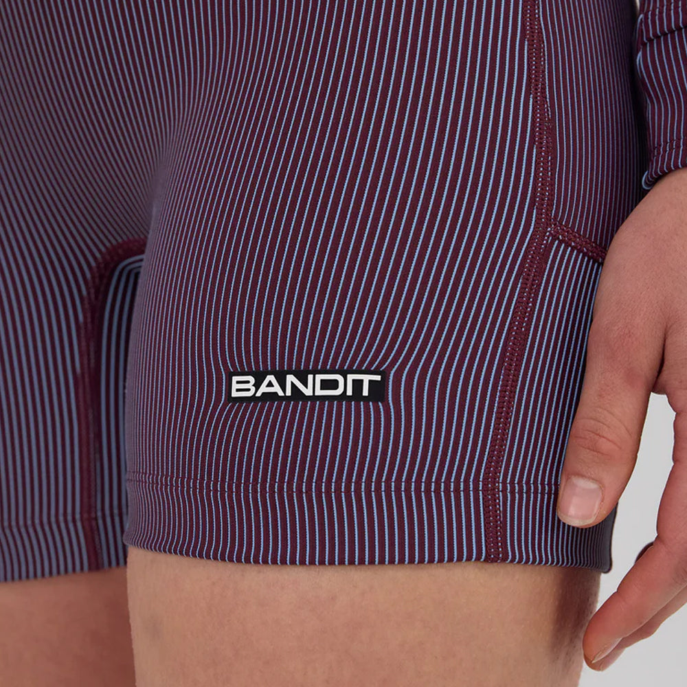 Bandit Running Striped Cadence 5" Compression - Fig/Vintage Blue