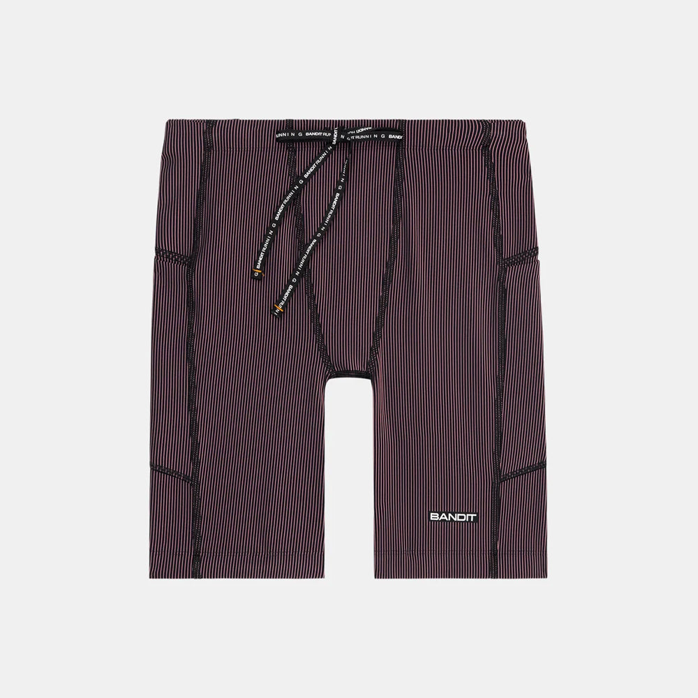 Bandit Running Striped Cadence 7 Pocket Half Tights - Black/Mauve