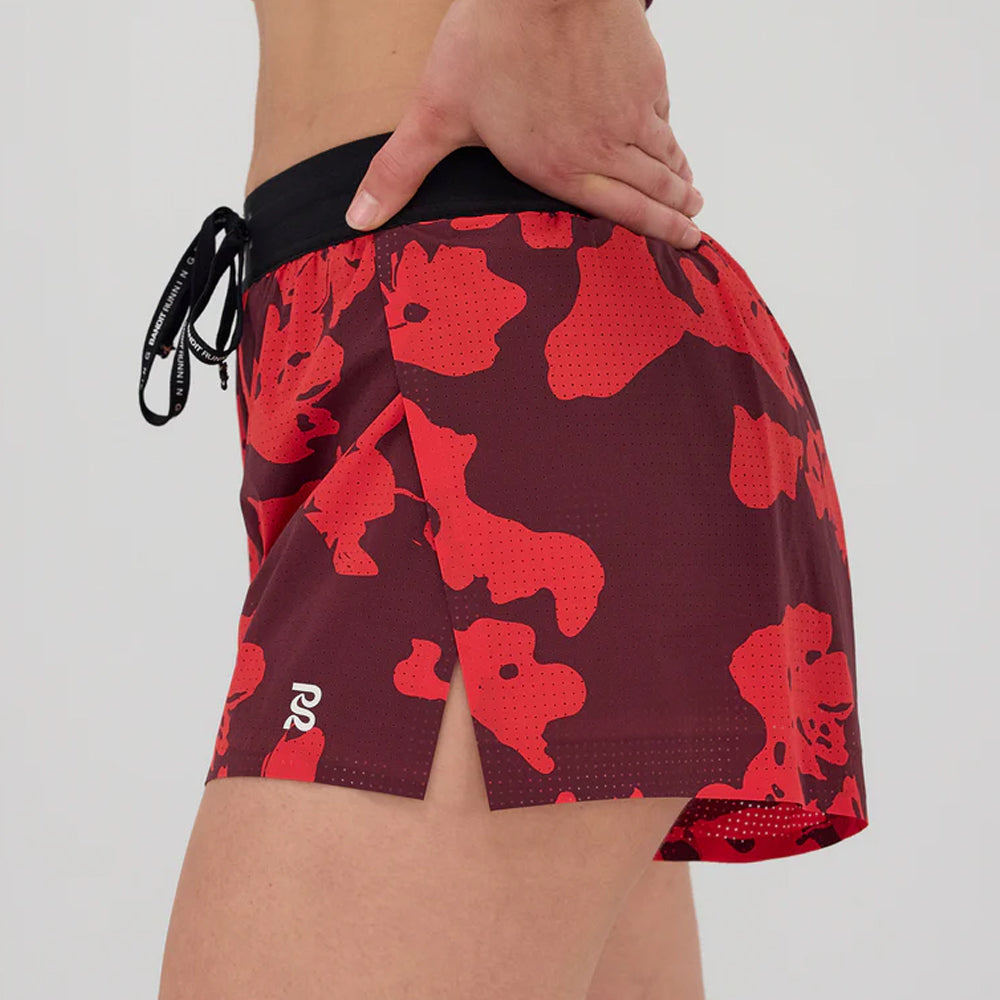 Bandit Running Vento 3" Womens Split Short - Fleura Fig/Intense Red