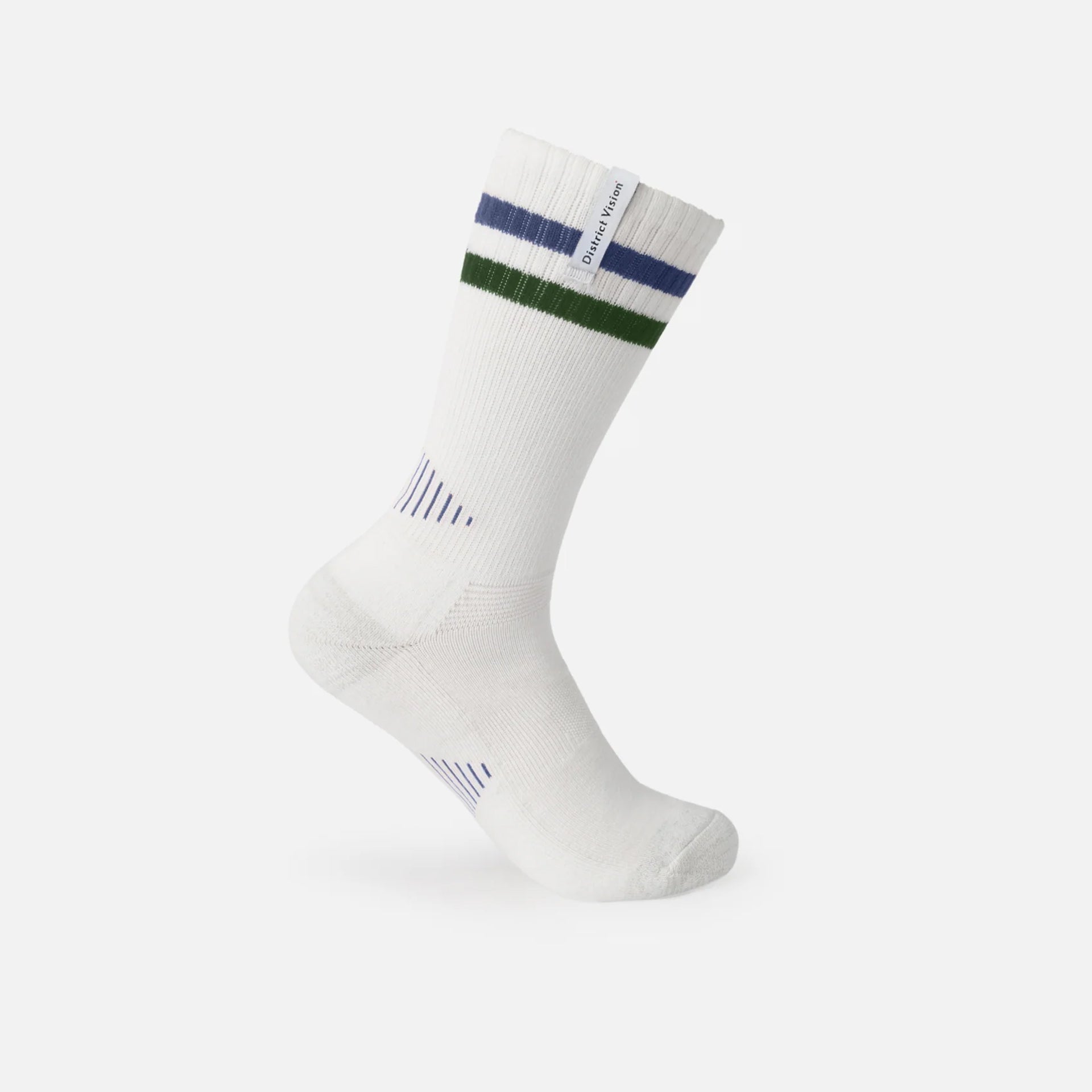 District Vision Japanese Organic Cotton Socks - White/Navy