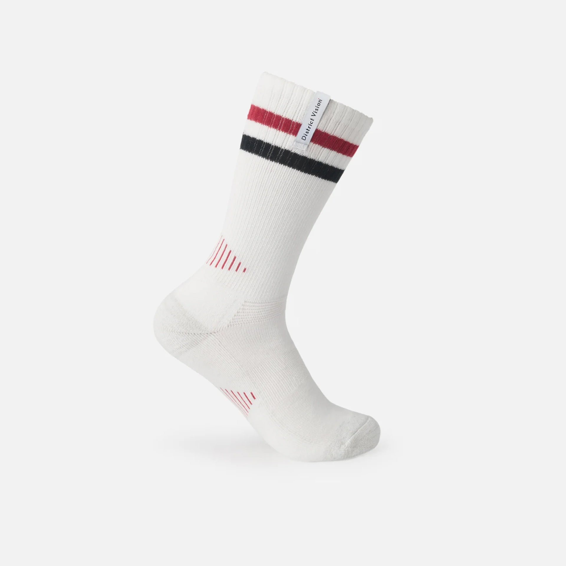 District Vision Japanese Organic Cotton Socks - White/Red