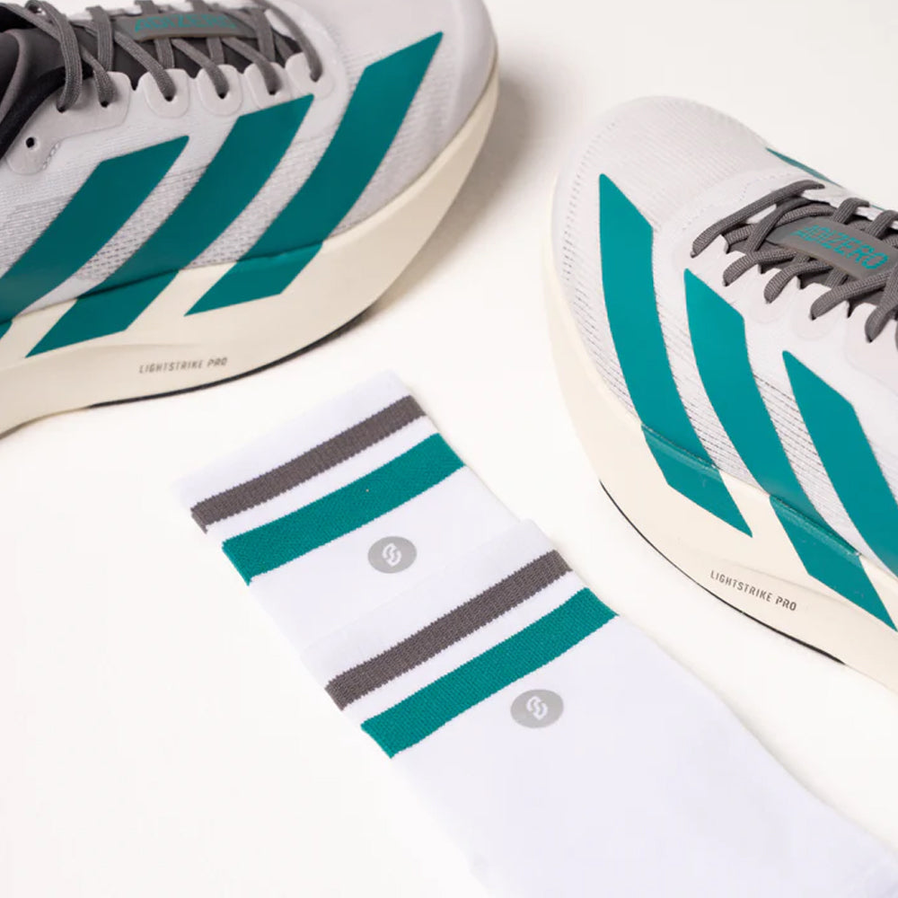 Shyu Racing Running Socks - White/Teal/Carbon CCACHE RUNNING Shyu Racing Running Socks - White/Teal/Carbon CCACHE RUNNING